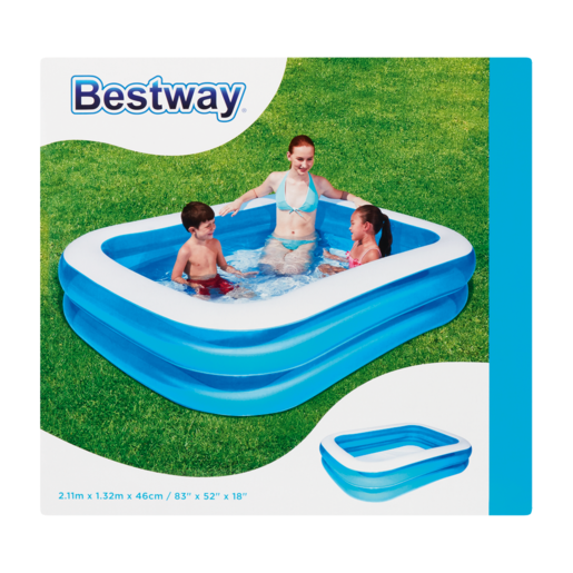 Bestway Blue Rectangular Family Pool 211 x 142 x 46cm