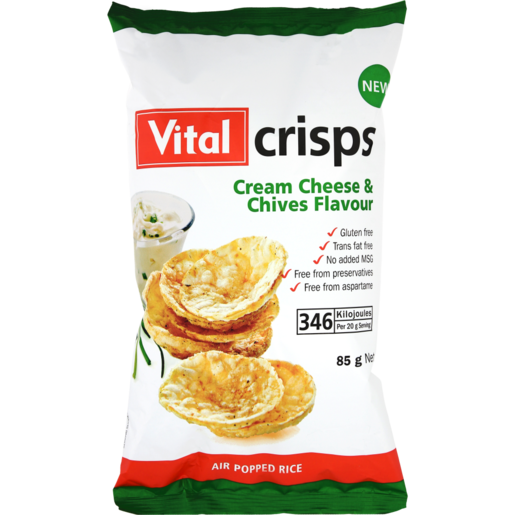 Vital Cream Cheese & Chives Flavoured Rice Crisps Bag 85g