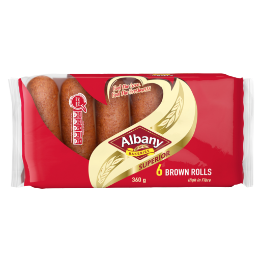 Albany Hotdog Brown Rolls 6 Pack