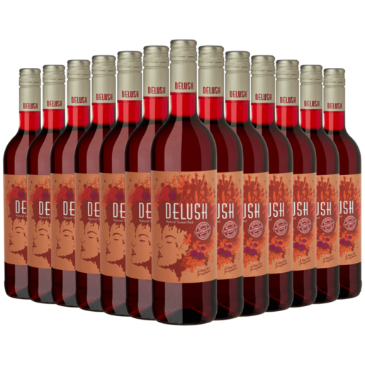 Delush Natural Sweet Red Wine Bottles 12 x 750ml