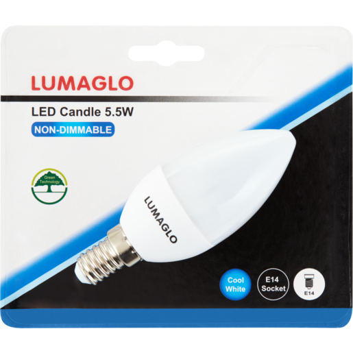 Lumaglo Cool White LED Candle Small Screw Globe 5.5W
