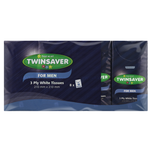 Twinsaver White 3 Ply Tissues For Men 8 Pack