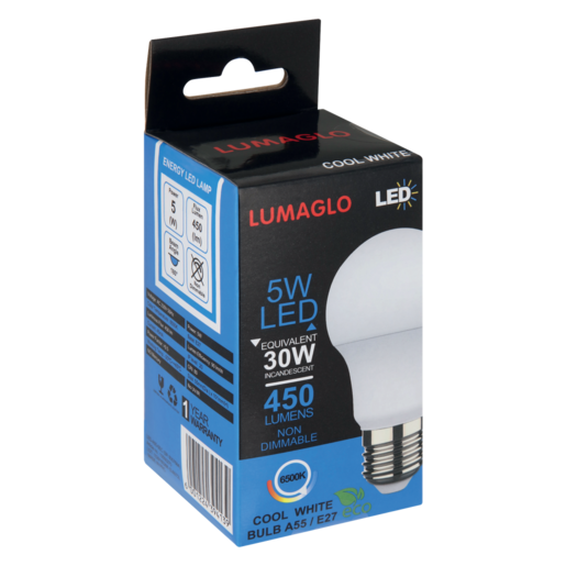 Lumaglo Cool White A55/E27 LED Globe 5W