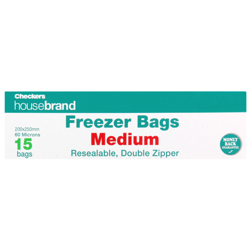 Checkers Housebrand Medium Freezer Bags 15 Pack