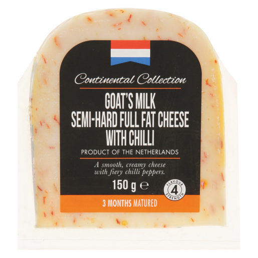 Continental Collection Goat's Milk Semi-Hard Full Fat Cheese With Chilli 150g