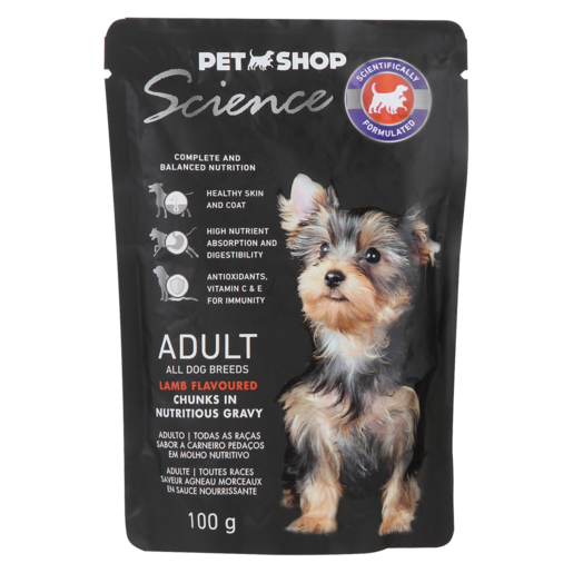 Pet Shop Science Lamb Chunks In Gravy Adult Wet Dog Food 100g