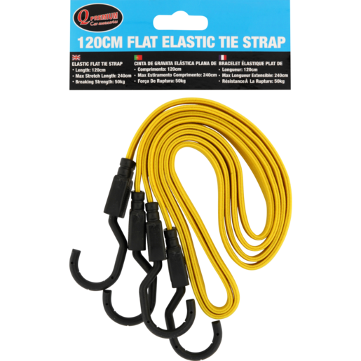 Q Premium Yellow Flat Elastic Tie Strap 1.2m