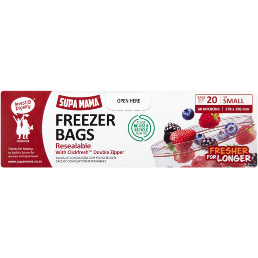 Supa Mama Resealable Freezer Bags 20 Pack