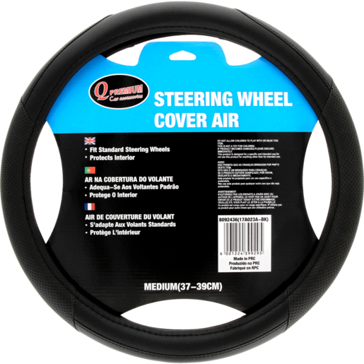 Q Premium Medium Black Air Steering Wheel Cover