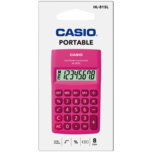 Casio Pink HL815L 8 Digit Calculator