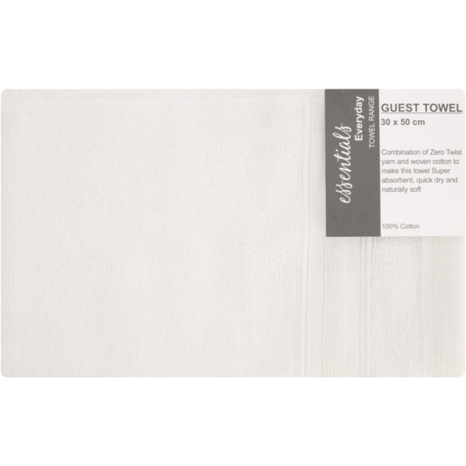 Essentials Everyday White Guest Towel 30 x 50 cm