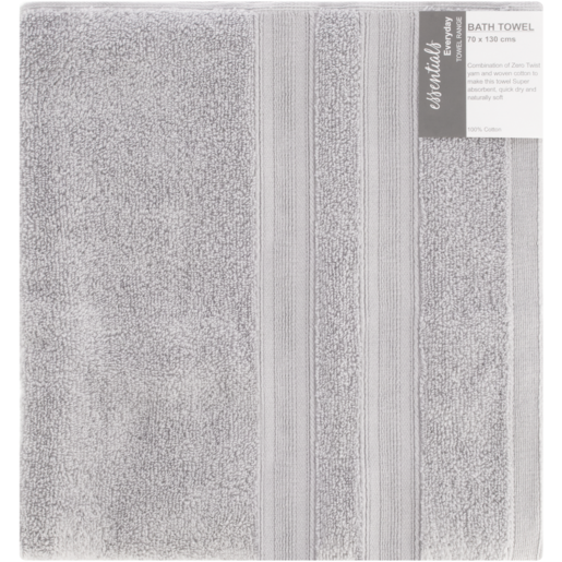 Essentials Duet Range Grey Bath Towel 70 x 130cm
