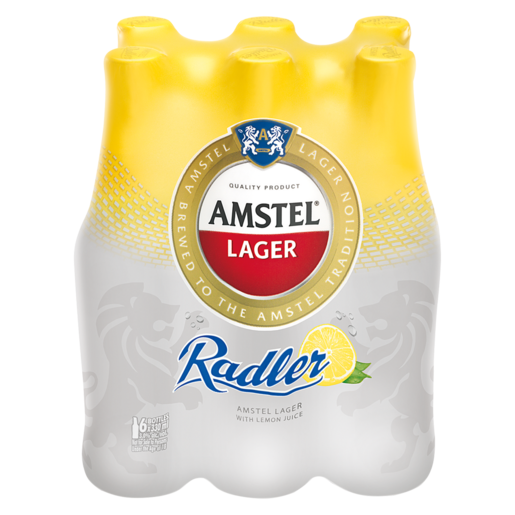 Amstel Lager Radler Beer With Lemon Juice Bottles 6 x 330ml
