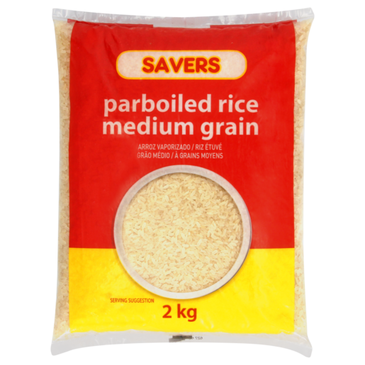 Savers Parboiled Medium Grain White Rice Bag 2kg