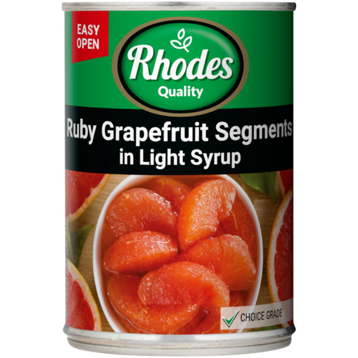 Rhodes Quality Ruby Grapefruit Segments In Light Syrup Can 410g