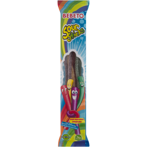 Bebeto Sour Sticks Mix Fruit Flavour Soft Candy 30g 