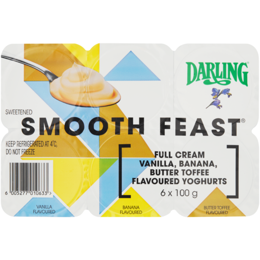 Darling Smooth Feast Assorted Full Cream Yoghurt 6 x 100g 