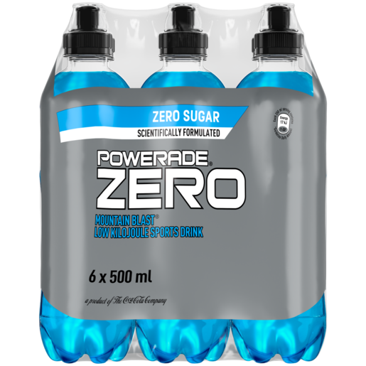 Powerade Zero Mountain Blast Flavoured Sports Drink Bottles 6 x 500ml