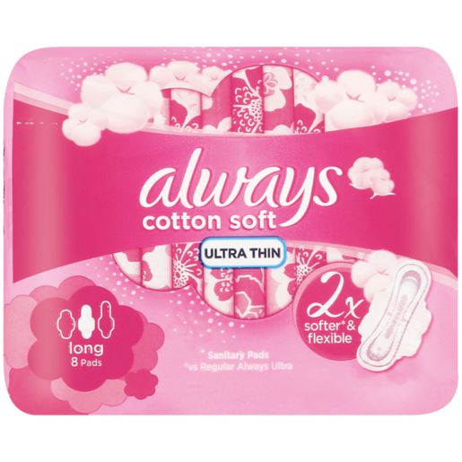 Always Ultra Cotton Soft Long Sanitary Pads 8 Pack