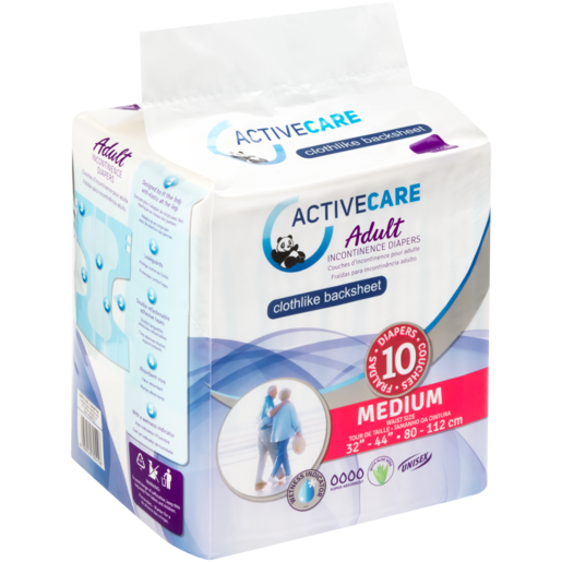 Active Care Medium Adult Incontinence Diapers 10 Pack