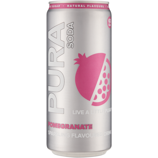 Pura Soda Pomegranate Sparkling Flavoured Soft Drink Can 300ml
