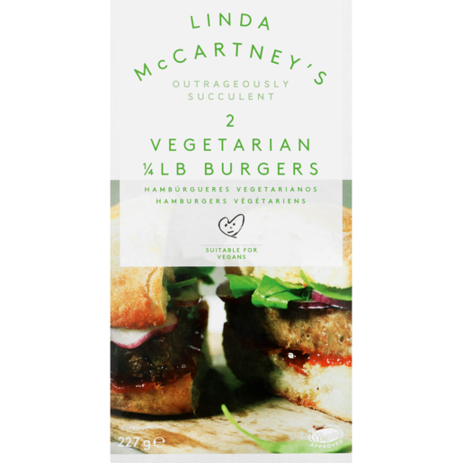 Linda McCartney's Frozen Quarter Pound Vegetarian Burgers 2 Pack 227g