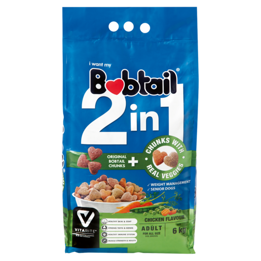 Bobtail 2-In-1 Chicken Flavoured Dog Food With Real Veggie Chunks 6kg