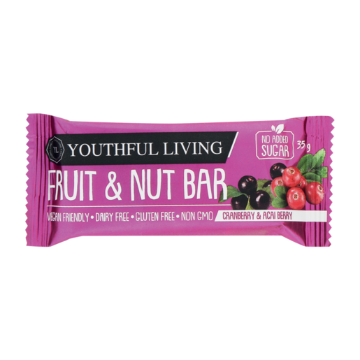 Youthful Living Cranberry & Acai Berry Flavoured Fruit & Nut Bar 35g