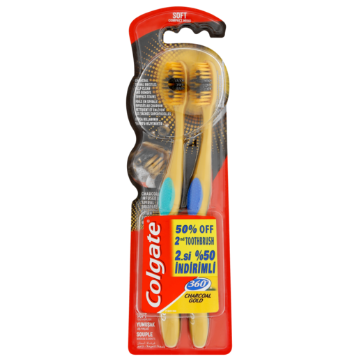 Colgate Charcoal Gold Toothbrush 2 Pack