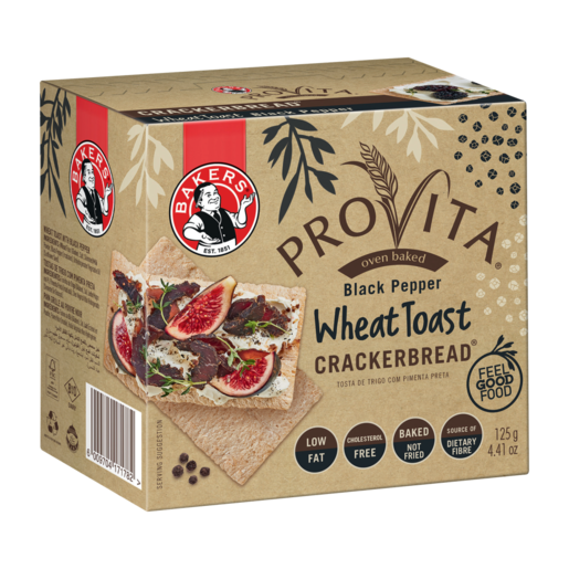 Provita Black Pepper Wheat Toast Cracker Bread 125g