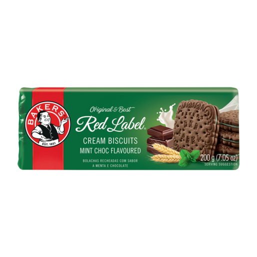 Bakers Red Label Mint Chocolate Flavoured Cream Biscuits 200g