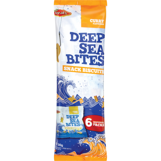 Tasty Treats Deep Sea Bites Curry Flavoured Snack Biscuits 6 x 30g