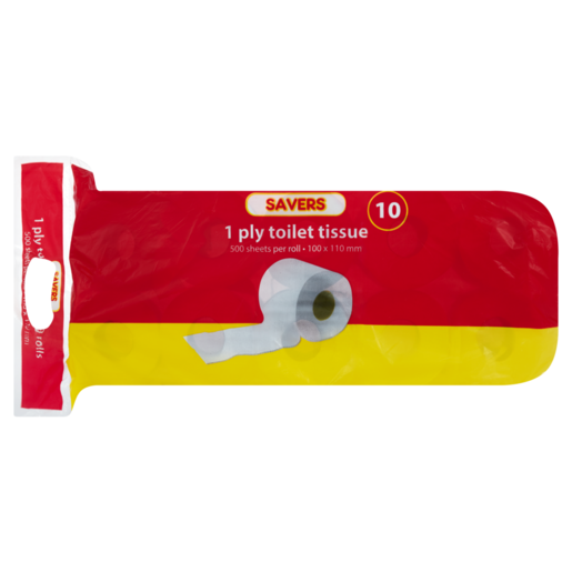 Savers 1 Ply Toilet Tissue Rolls 10 Pack