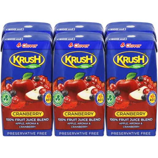 Krush 100% Cranberry Juice Blend Boxes 6 x 200ml