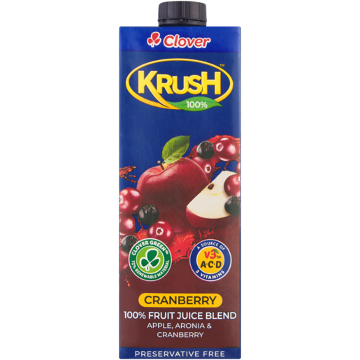 Krush 100% Cranberry Juice Blend 1L
