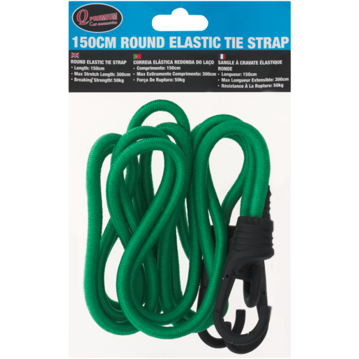 Q Premium Green Round Elastic Tie Strap 1.5m