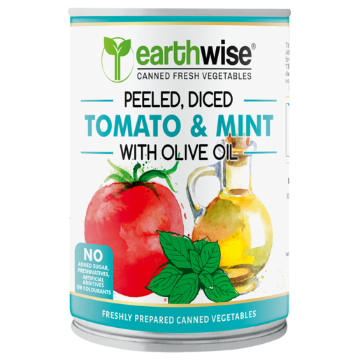 Earthwise Peeled & Diced Tomato & Mint Canned Vegetable 400g