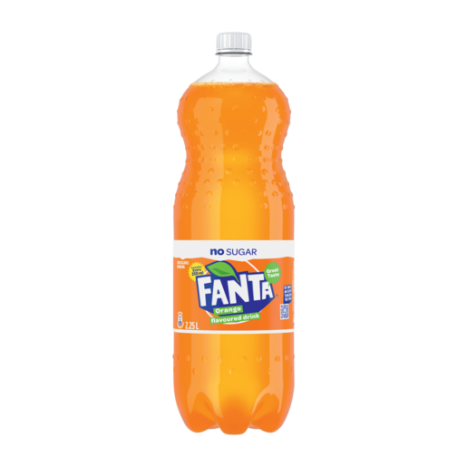 Fanta Orange Flavoured No Sugar Sparkling Drink 2.25L