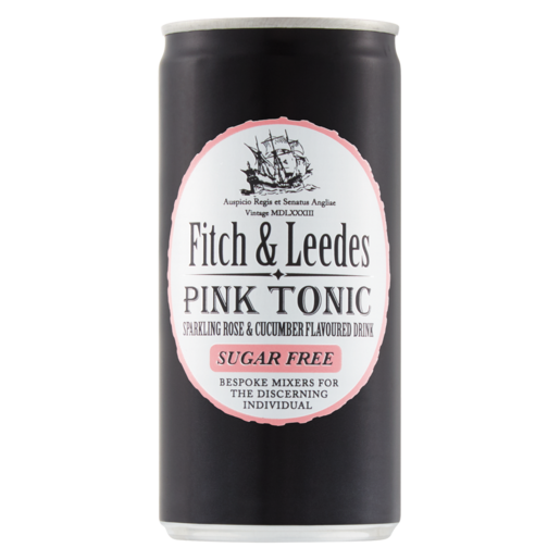 Fitch & Leedes Sugar Free Pink Tonic Rose & Cucumber Flavoured Sparkling Drink Can 200ml