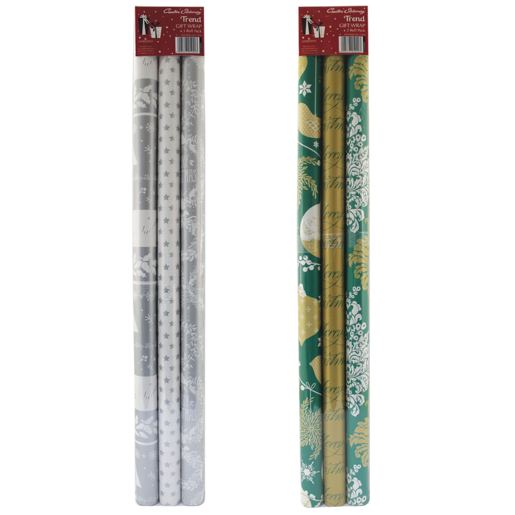 Creative Stationery Trends Christmas Gift Wrap 3 Pack 1m x 70cm (Assorted Item - Supplied At Random)