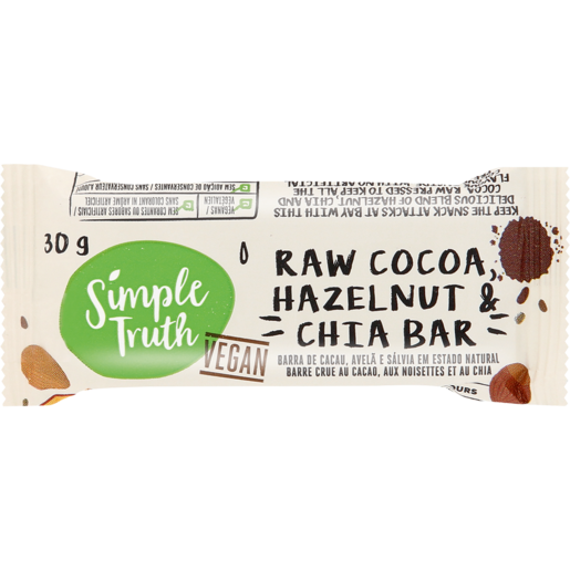 Simple Truth Vegan Raw Cocoa, Hazelnut & Chia Bar 30g