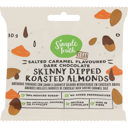 Simple Truth Vegan Salted Caramel Flavoured Dark Chocolate Skinny Dipped Roasted Almonds 30g