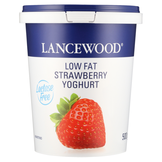 LANCEWOOD Strawberry Flavoured Lactose Free Low Fat Yoghurt 500g