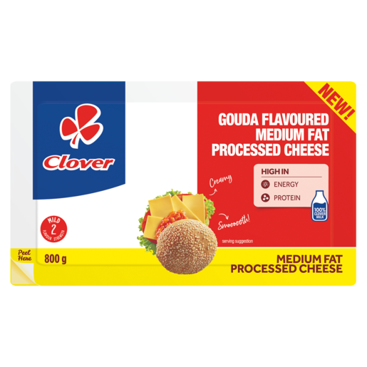 Clover Gouda Flavoured Medium Fat Processed Cheese Pack 800g