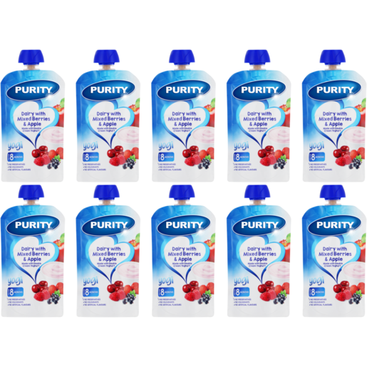 PURITY From 8 Months Dairy with Mixed Berries & Apple Yogi 10 x 110ml