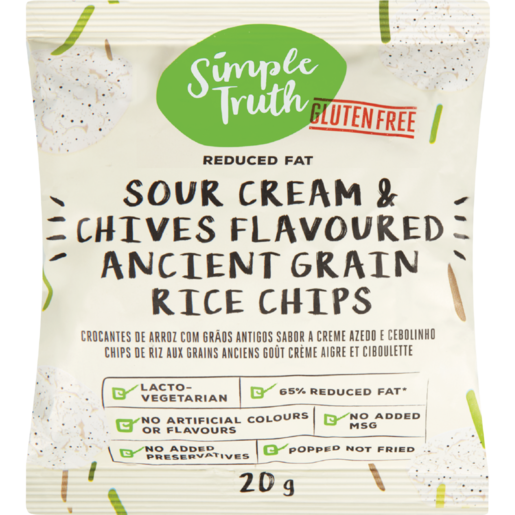 Simple Truth Gluten Free Sour Cream & Chives Flavoured Ancient Grain Rice Chips 20g