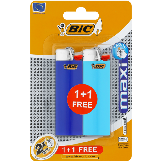 BIC J6 Maxi Pocket Lighter 2 Pack (Assorted Item - Supplied At Random)