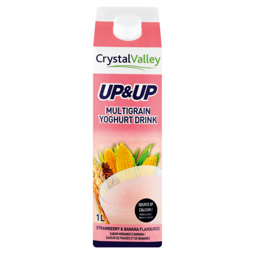 Crystal Valley Up & Up Strawberry & Banana Flavoured Multigrain Yoghurt Drink 1L