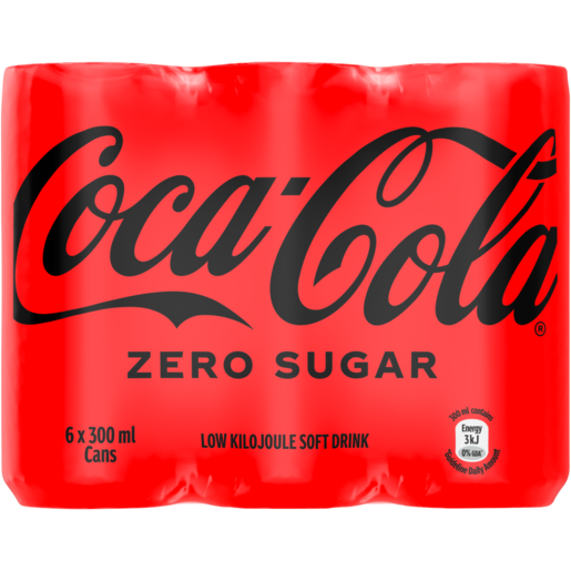 Coca-Cola Zero Sugar Soft Drink 6 x 300ml 