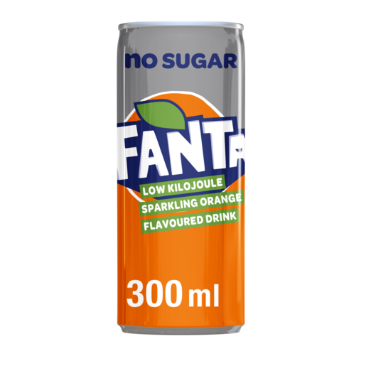 Fanta Low Kilojoule Sparkling Orange Flavoured Soft Drink Can 300ml